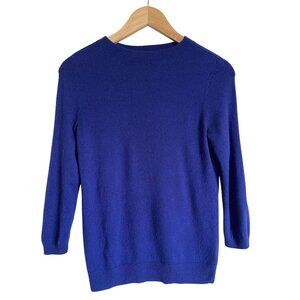 Talbots Size Small Petite Cobalt Blue 100% Pure Cashmere Crewneck Pullover Sweat